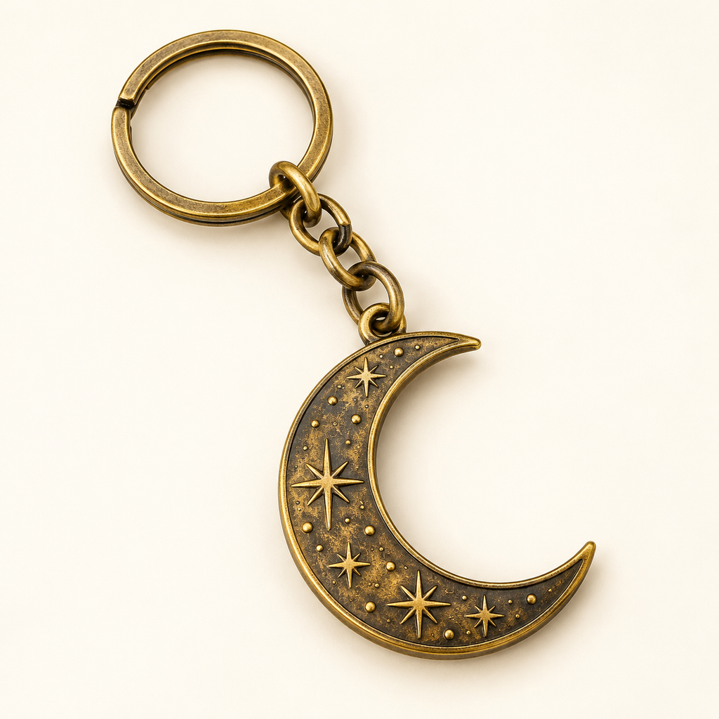 Crescent Moon & Stars Keychain — view 1