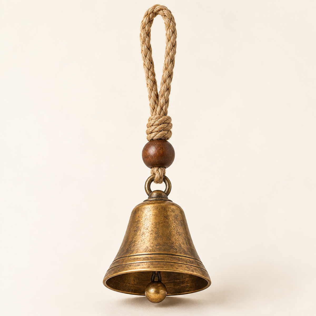 Rustic Brass-Tone Hanging Bell — view 1