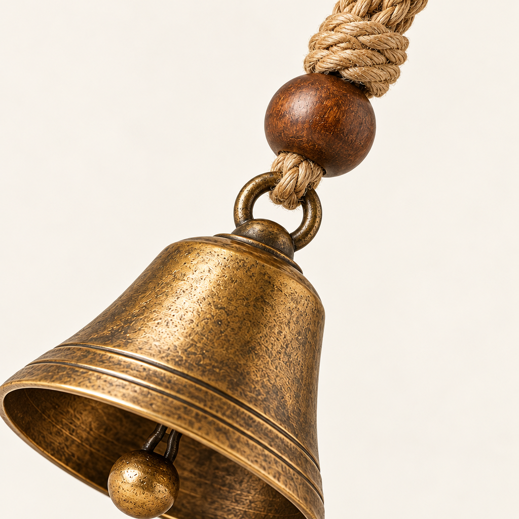 Rustic Brass-Tone Hanging Bell — view 3
