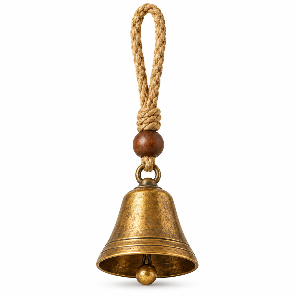 Rustic Brass-Tone Hanging Bell — view 4