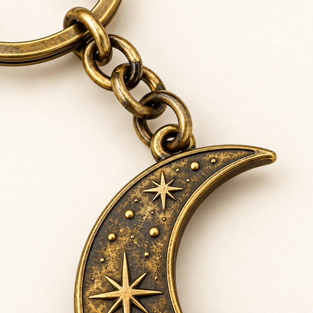 Crescent Moon & Stars Keychain — view 3