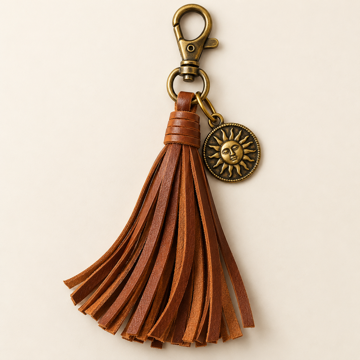 Cognac Tassel & Sun Bag Charm — view 1