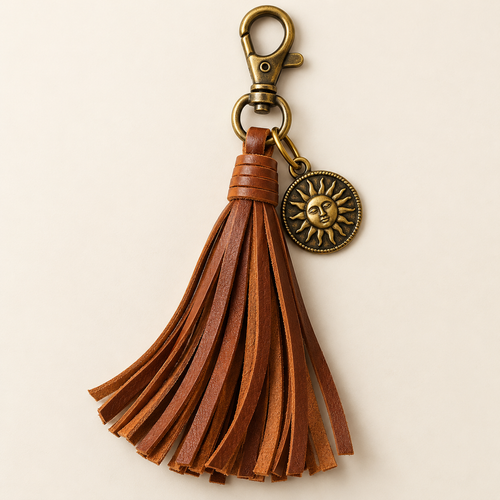 Cognac Tassel & Sun Bag Charm — view 1