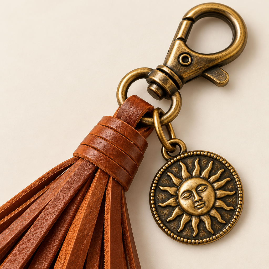 Cognac Tassel & Sun Bag Charm — view 3