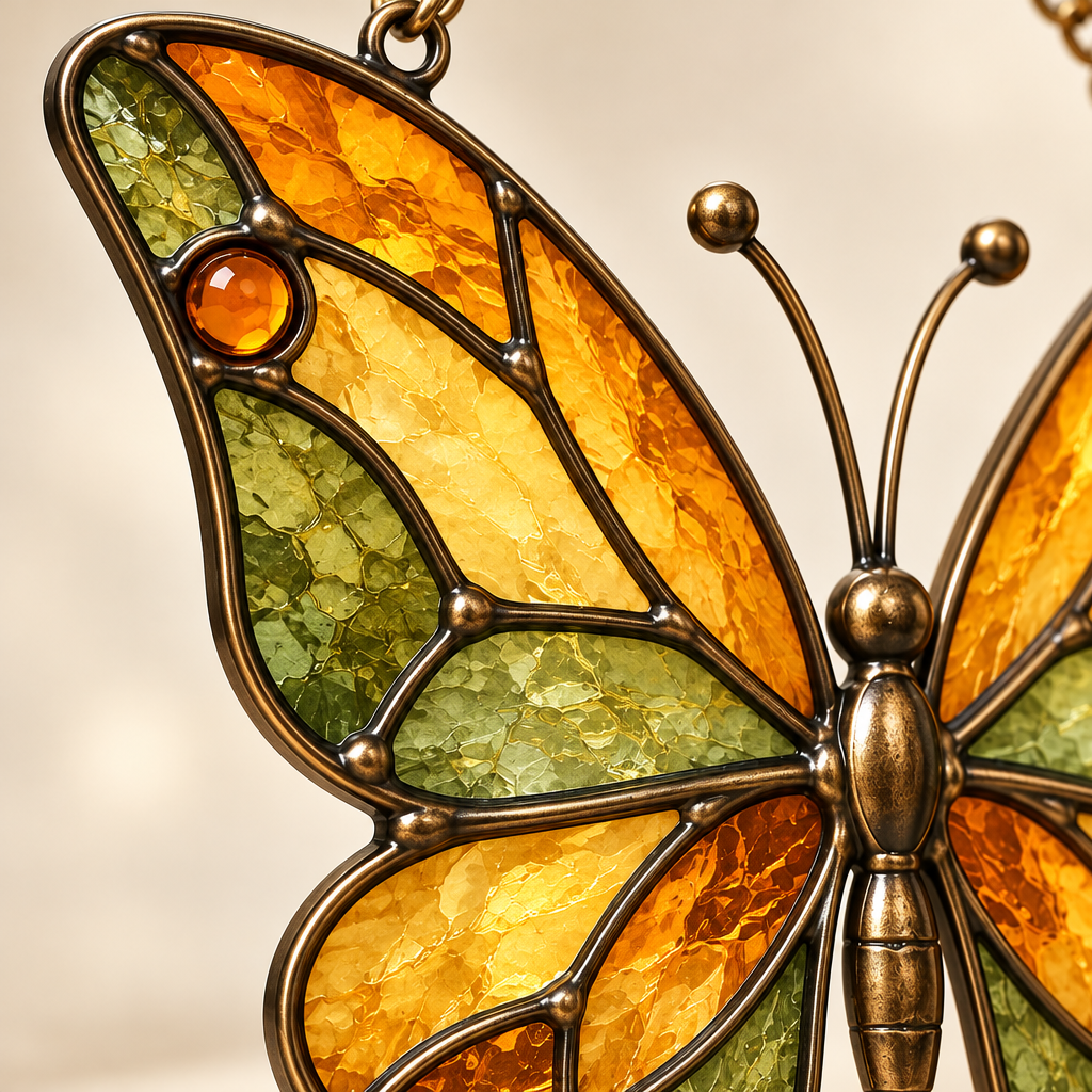 Amber & Olive Butterfly Suncatcher — view 3