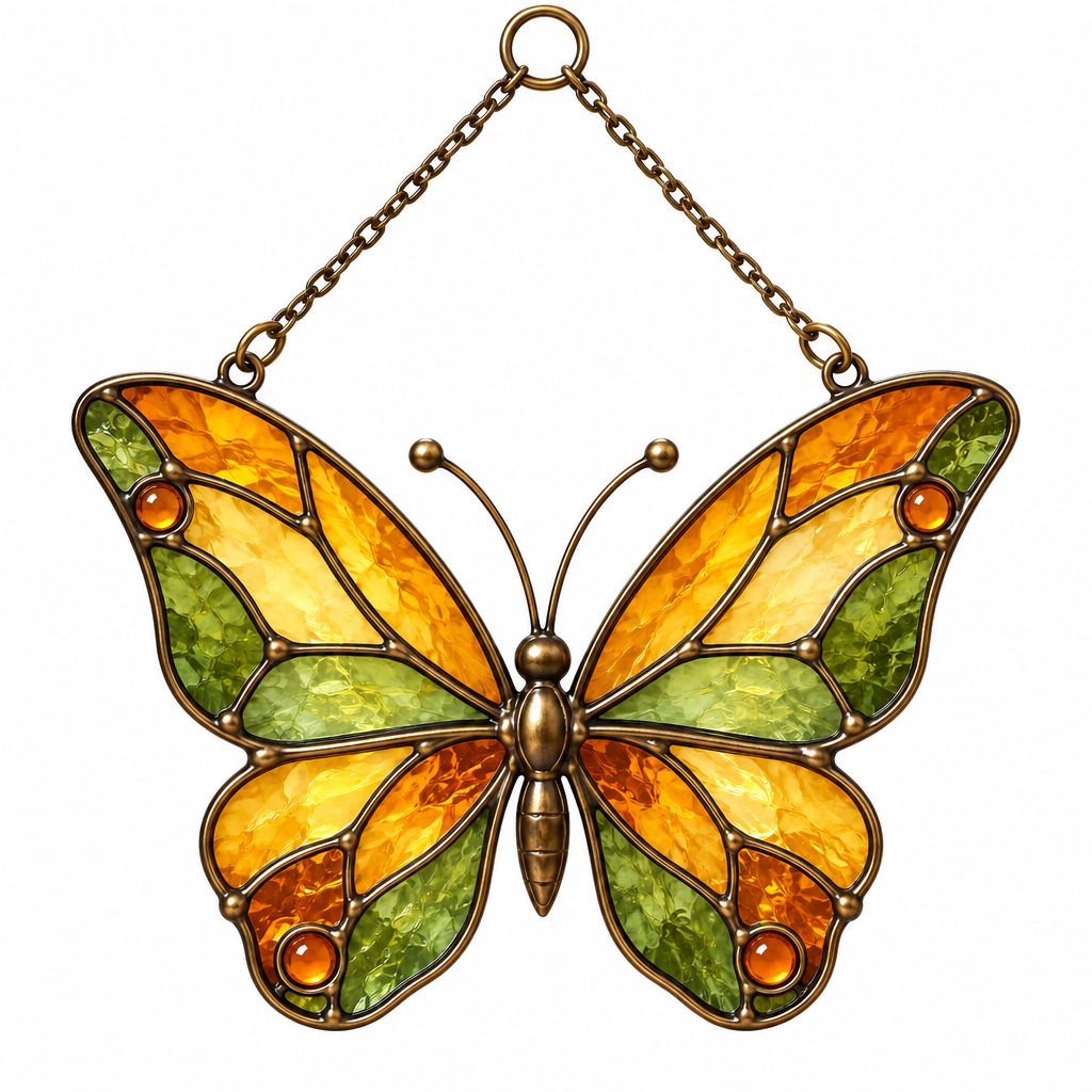 Amber & Olive Butterfly Suncatcher — view 4